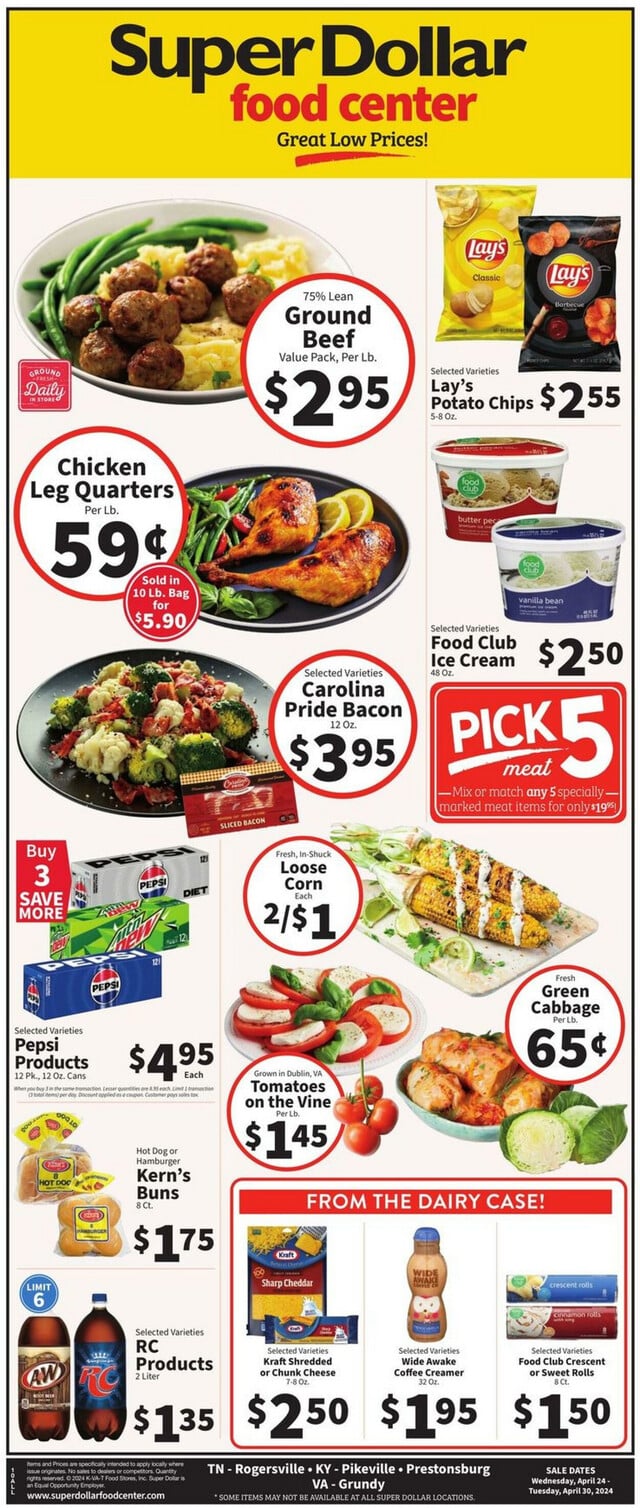 Super Dollar Food Center Ad from 04/24/2024