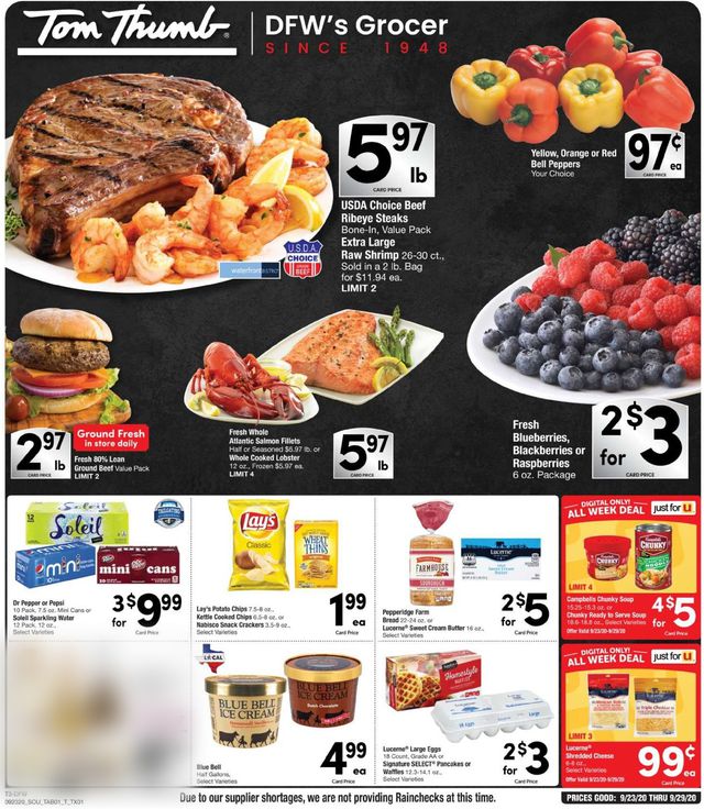 Tom Thumb Ad from 09/23/2020