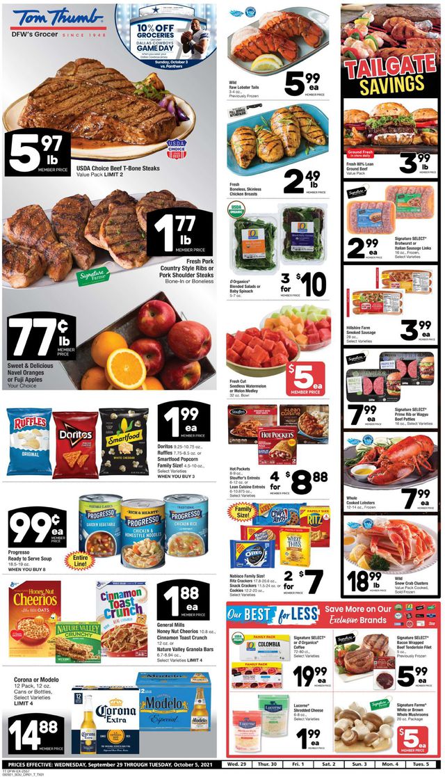 Tom Thumb Ad from 09/29/2021