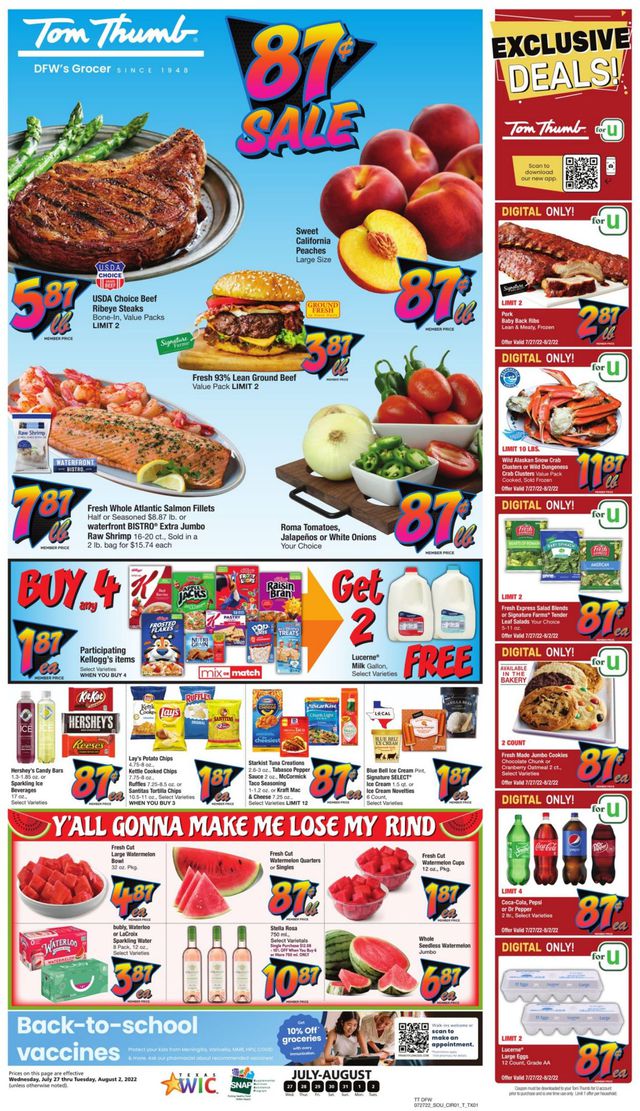 Tom Thumb Ad from 07/27/2022