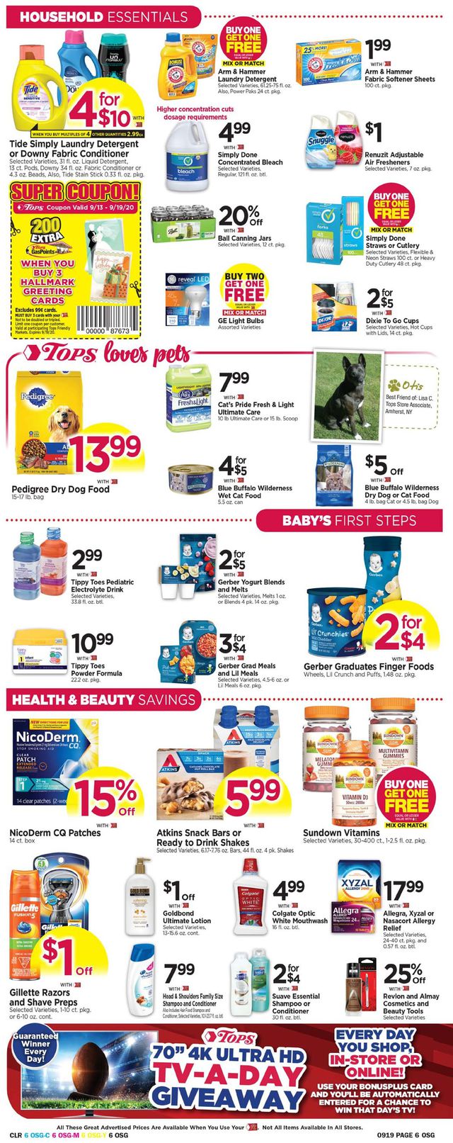 Tops Friendly Markets Ad from 09/13/2020