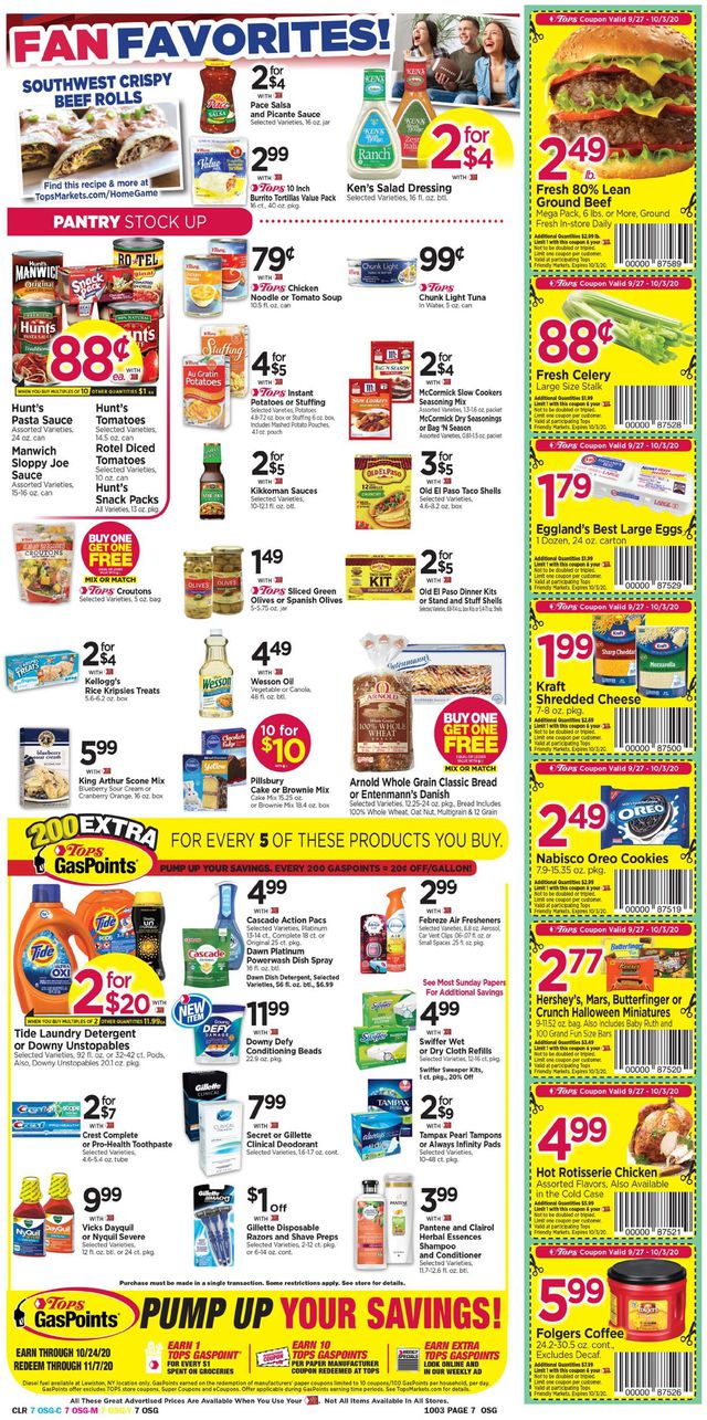Tops Friendly Markets Ad from 09/27/2020