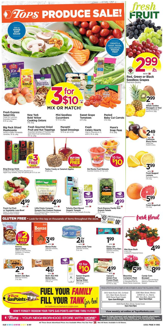 Tops Friendly Markets Ad from 10/25/2020