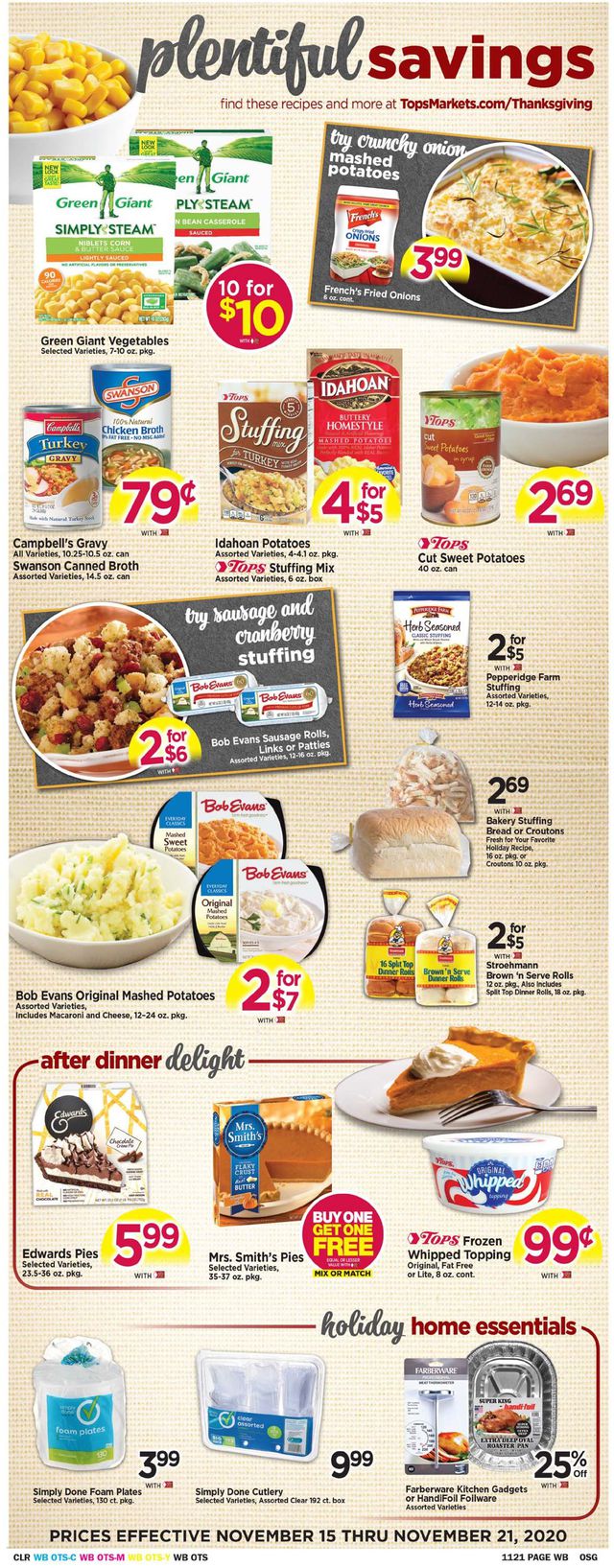 Tops Friendly Markets Ad from 11/15/2020