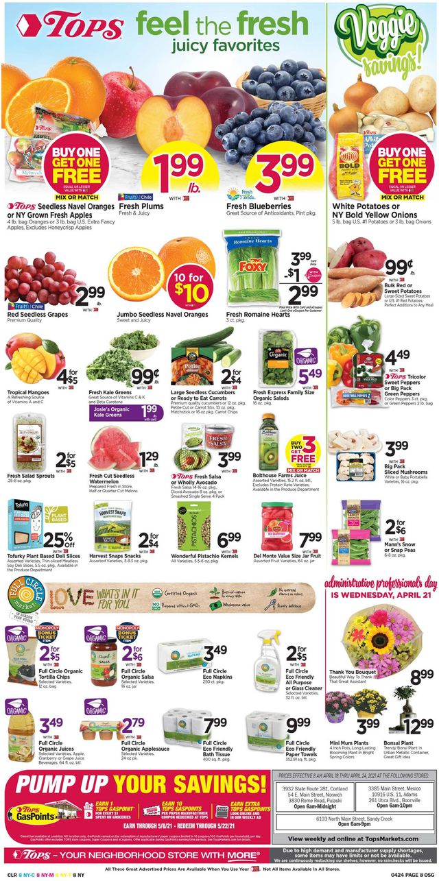 Tops Friendly Markets Ad from 04/18/2021