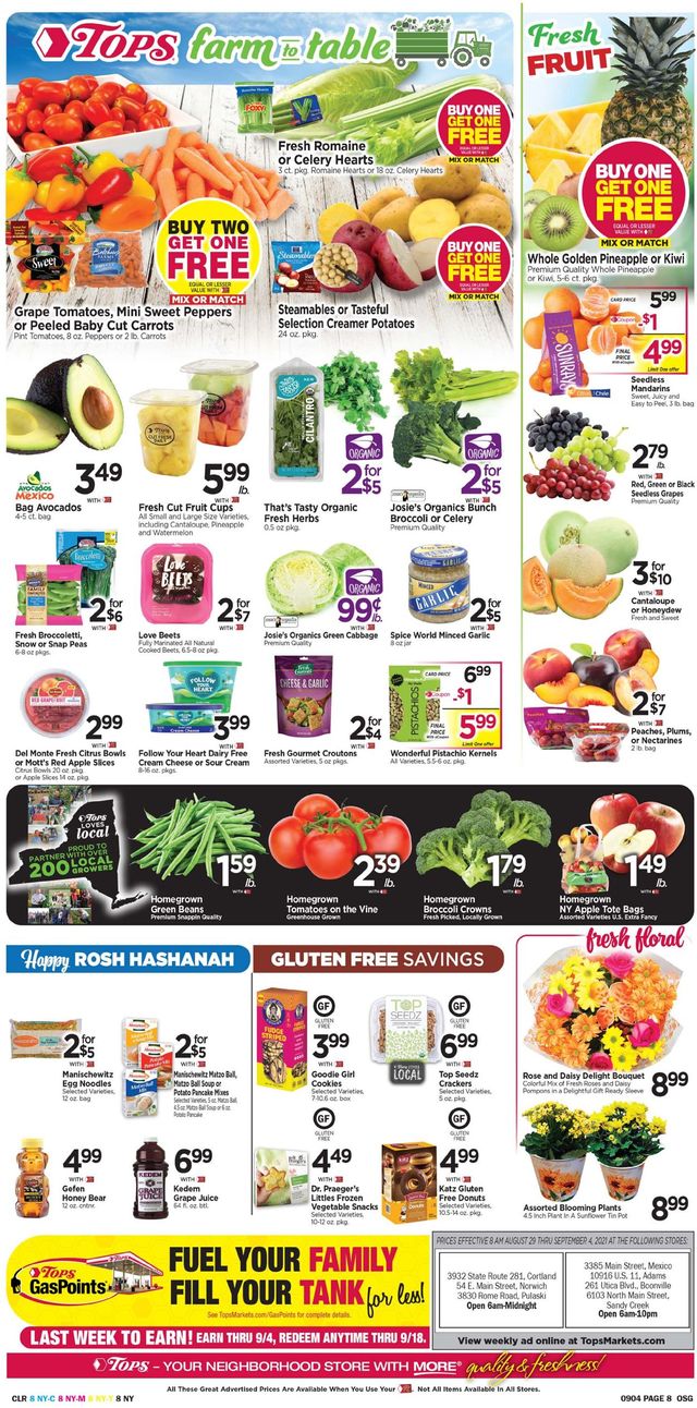 Tops Friendly Markets Ad from 08/29/2021