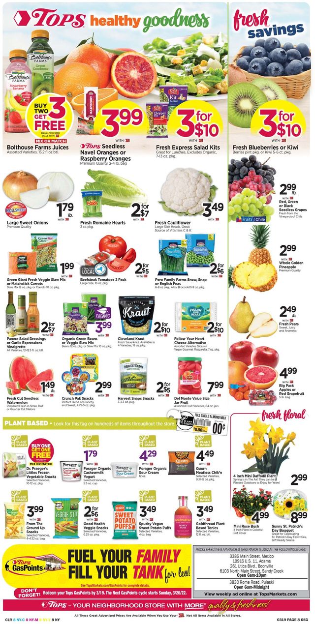 Tops Friendly Markets Ad from 03/13/2022