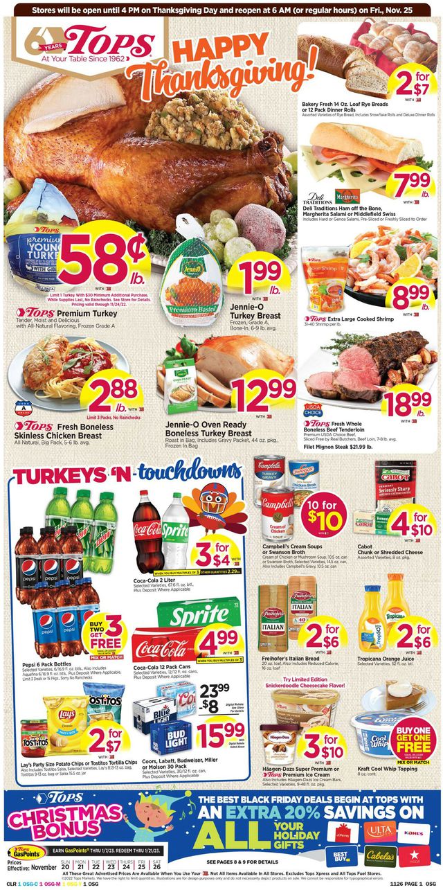Tops Friendly Markets Ad from 11/20/2022