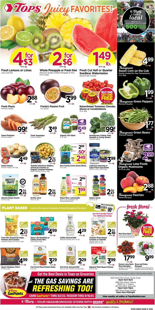 Tops Friendly Markets Ad from 07/30/2023