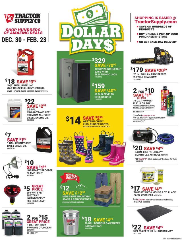 Tractor Supply Ad from 12/30/2019