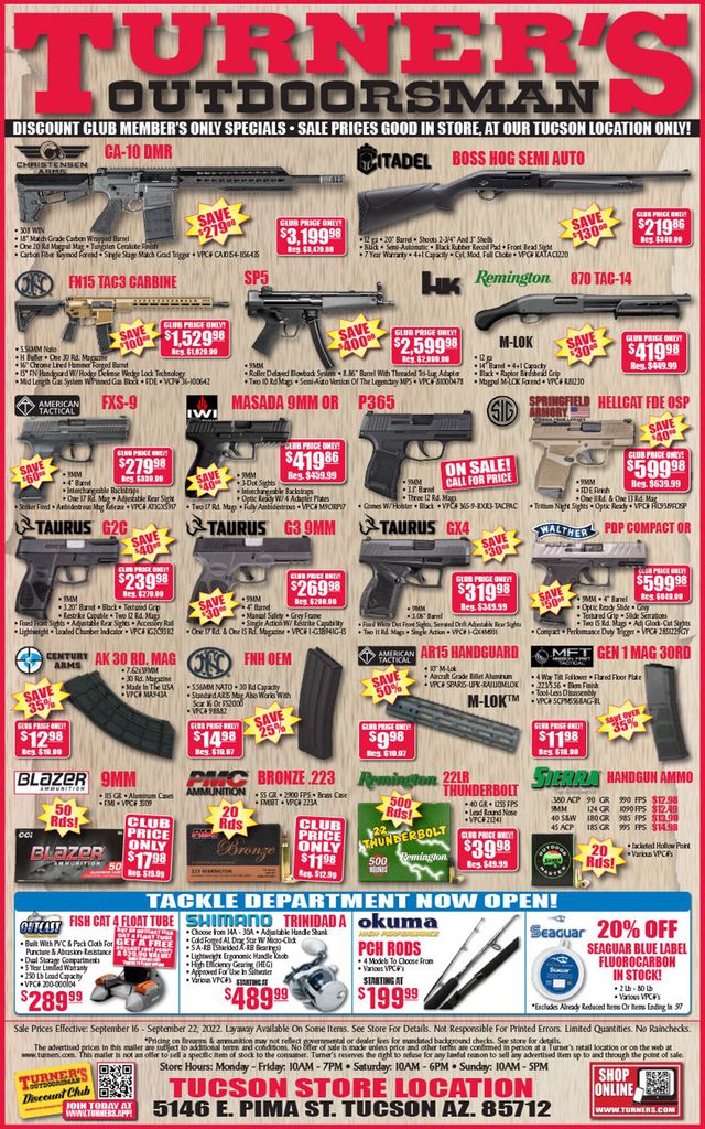 Turner's Outdoorsman Ad from 09/16/2022