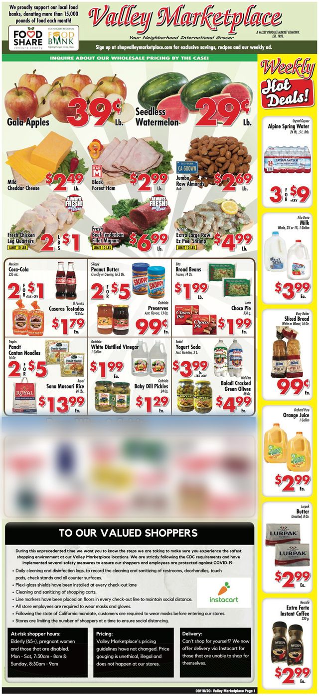 Valley Marketplace Ad from 09/16/2020