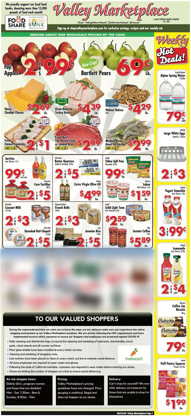 Valley Marketplace Ad from 09/23/2020