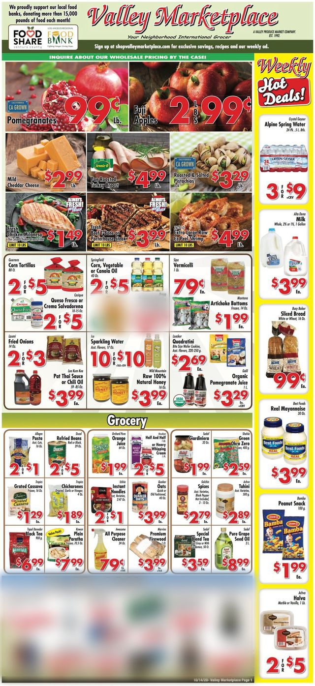Valley Marketplace Ad from 10/14/2020