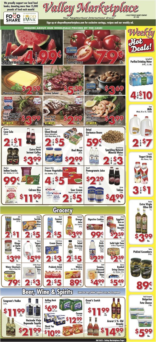 Valley Marketplace Ad from 08/18/2021