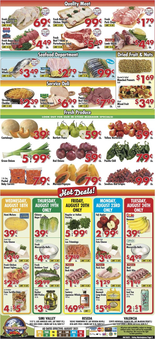 Valley Marketplace Ad from 08/18/2021