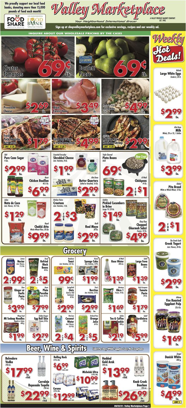Valley Marketplace Ad from 09/22/2021
