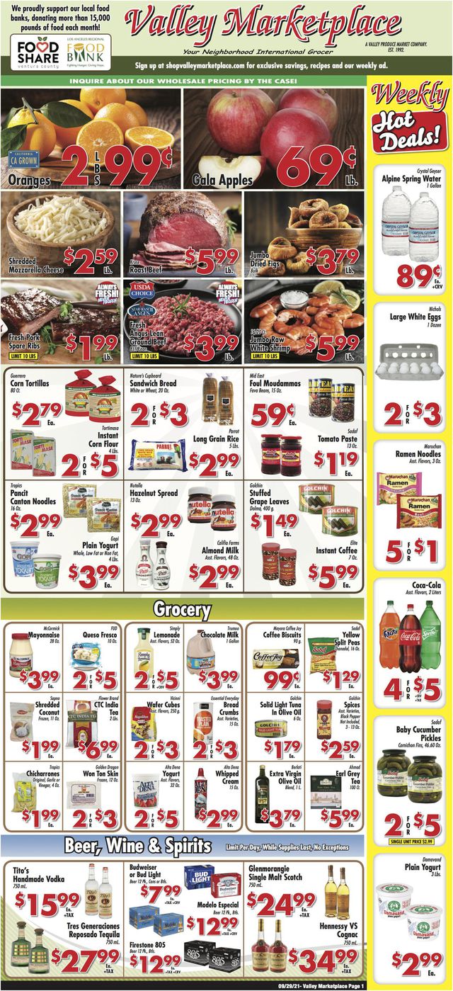 Valley Marketplace Ad from 09/29/2021