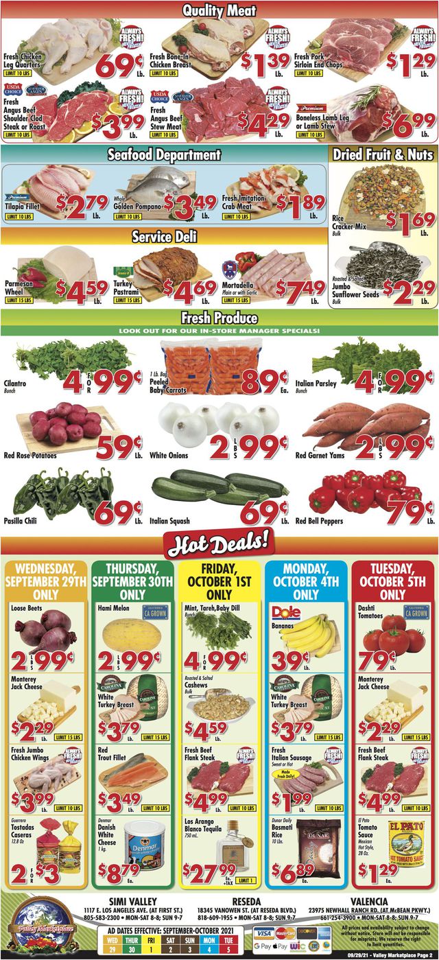 Valley Marketplace Ad from 09/29/2021