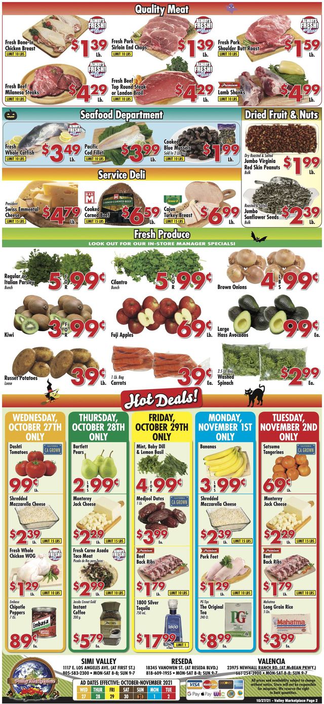 Valley Marketplace Ad from 10/27/2021