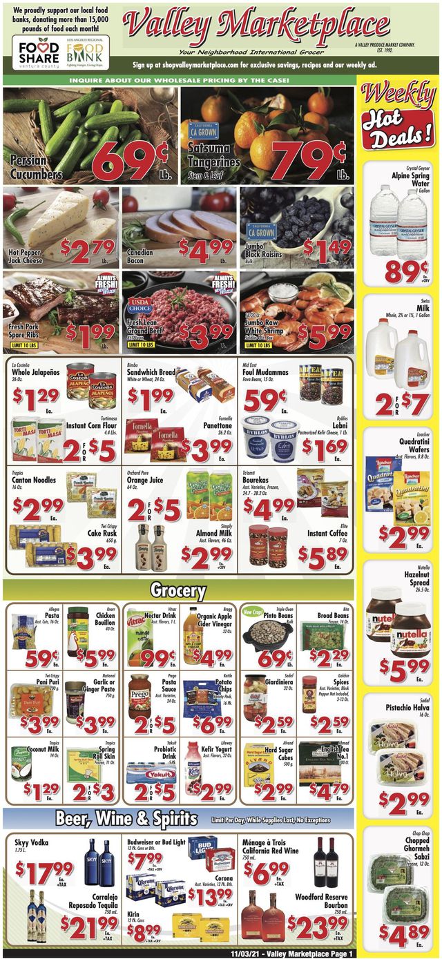 Valley Marketplace Ad from 11/03/2021