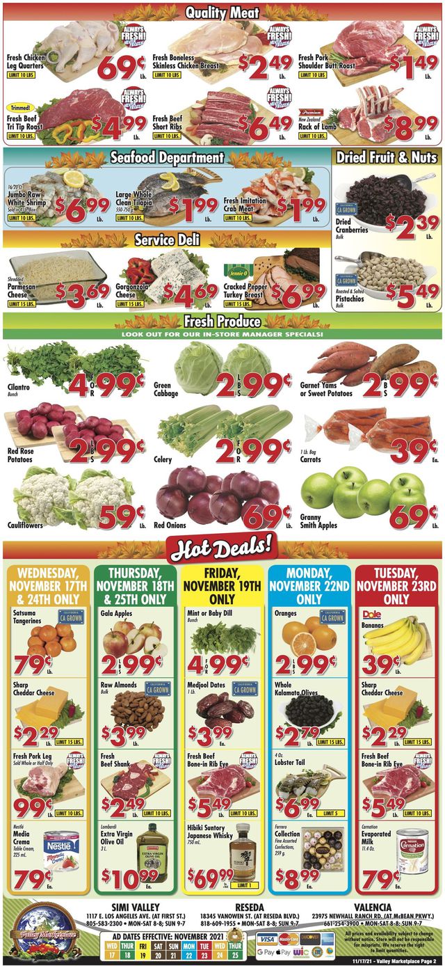 Valley Marketplace Ad from 11/17/2021