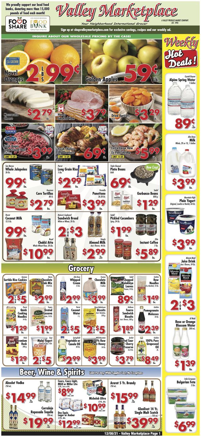 Valley Marketplace Ad from 12/08/2021