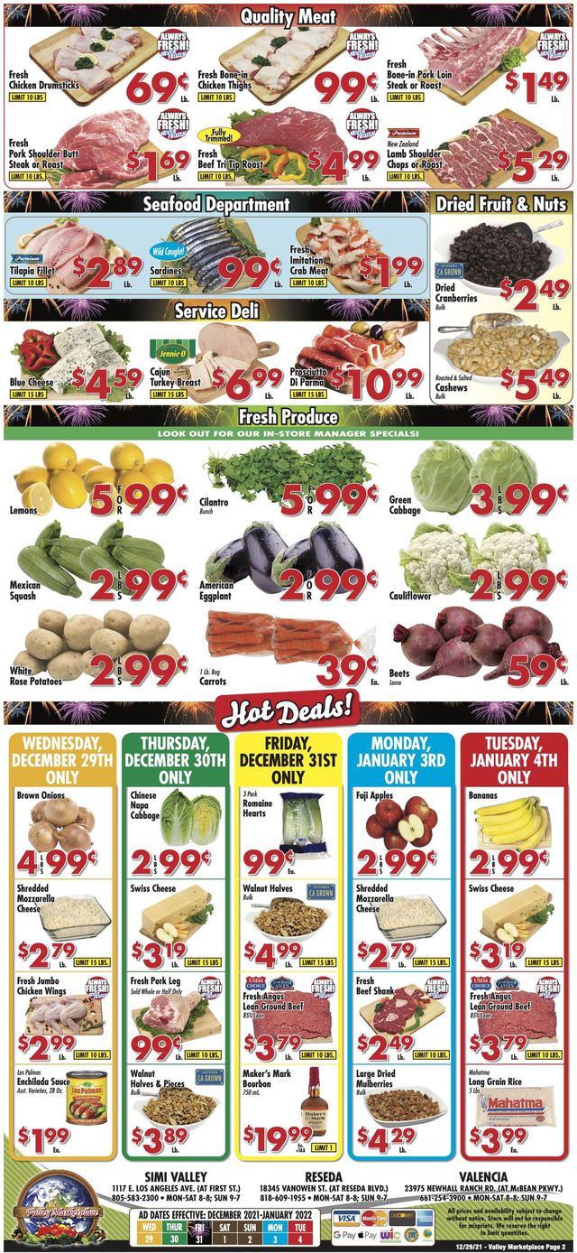 Valley Marketplace Ad from 12/29/2021