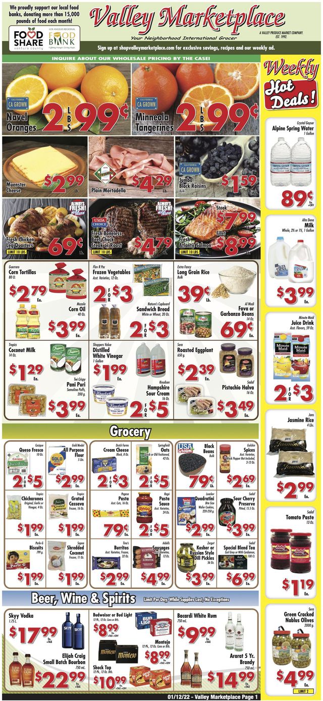 Valley Marketplace Ad from 01/12/2022