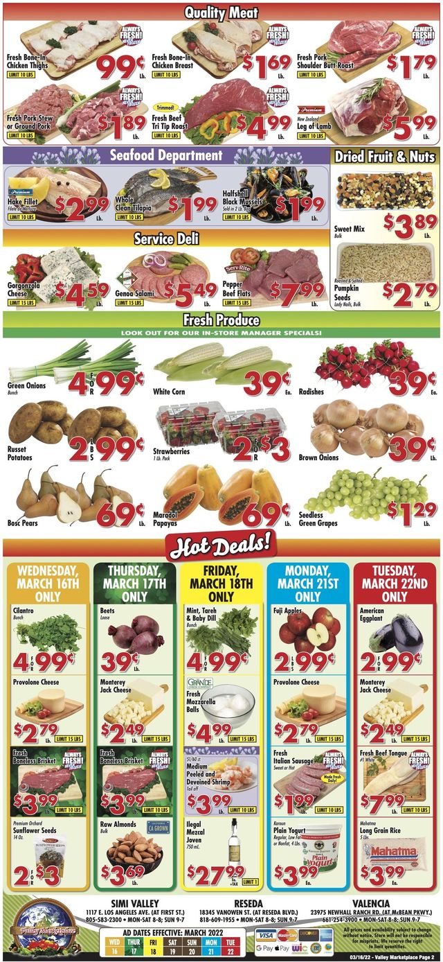 Valley Marketplace Ad from 03/16/2022