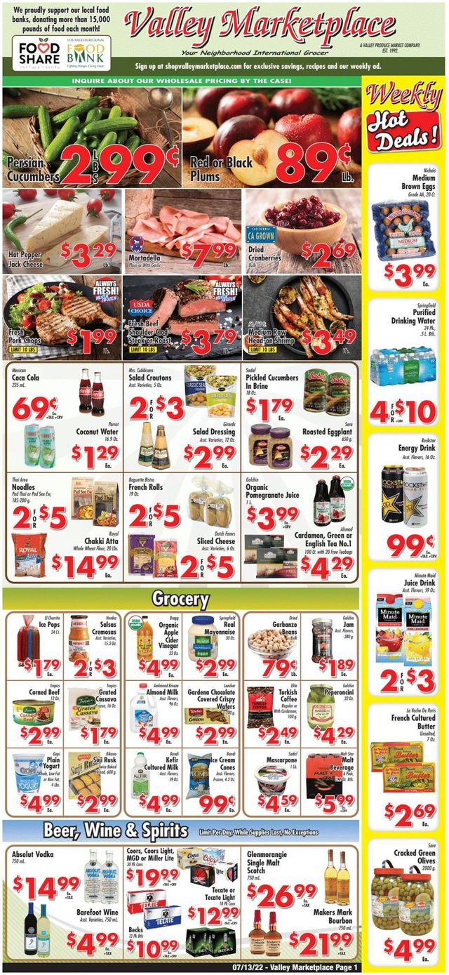 Valley Marketplace Ad from 07/13/2022