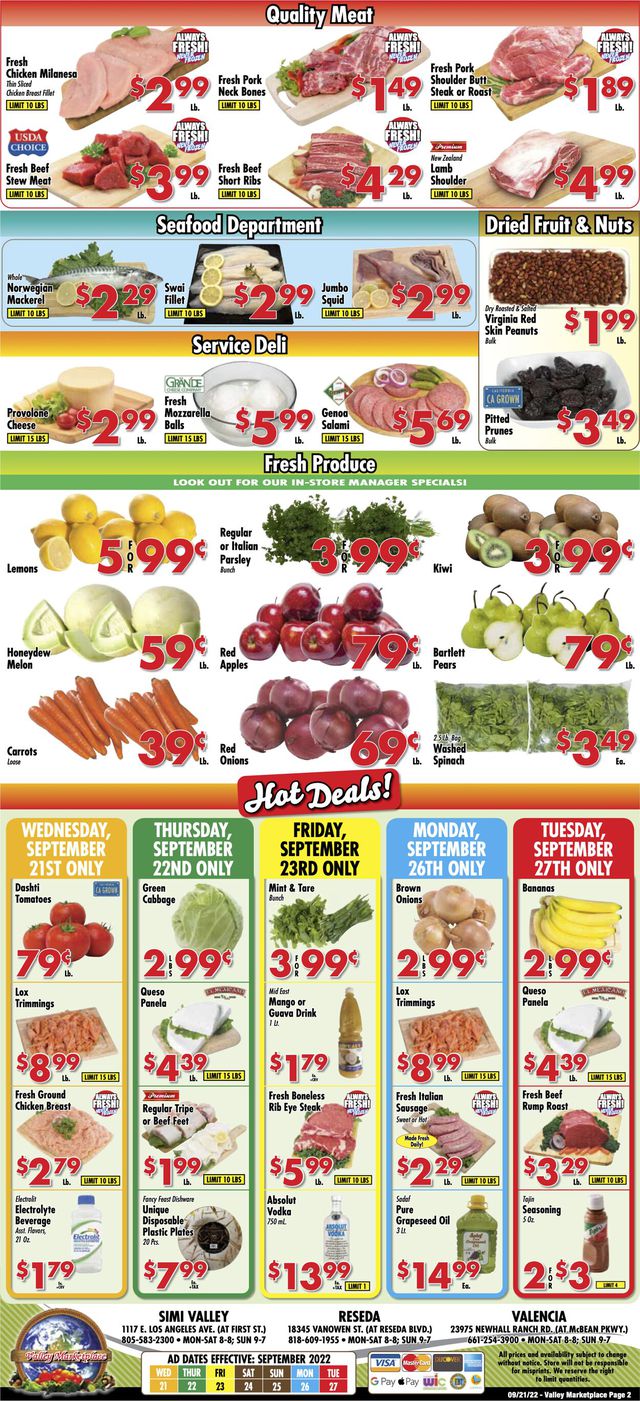 Valley Marketplace Ad from 09/21/2022