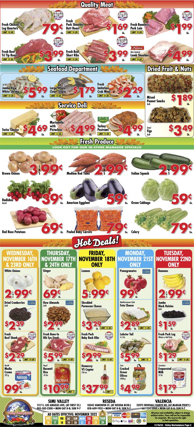 Valley Marketplace Ad from 11/16/2022