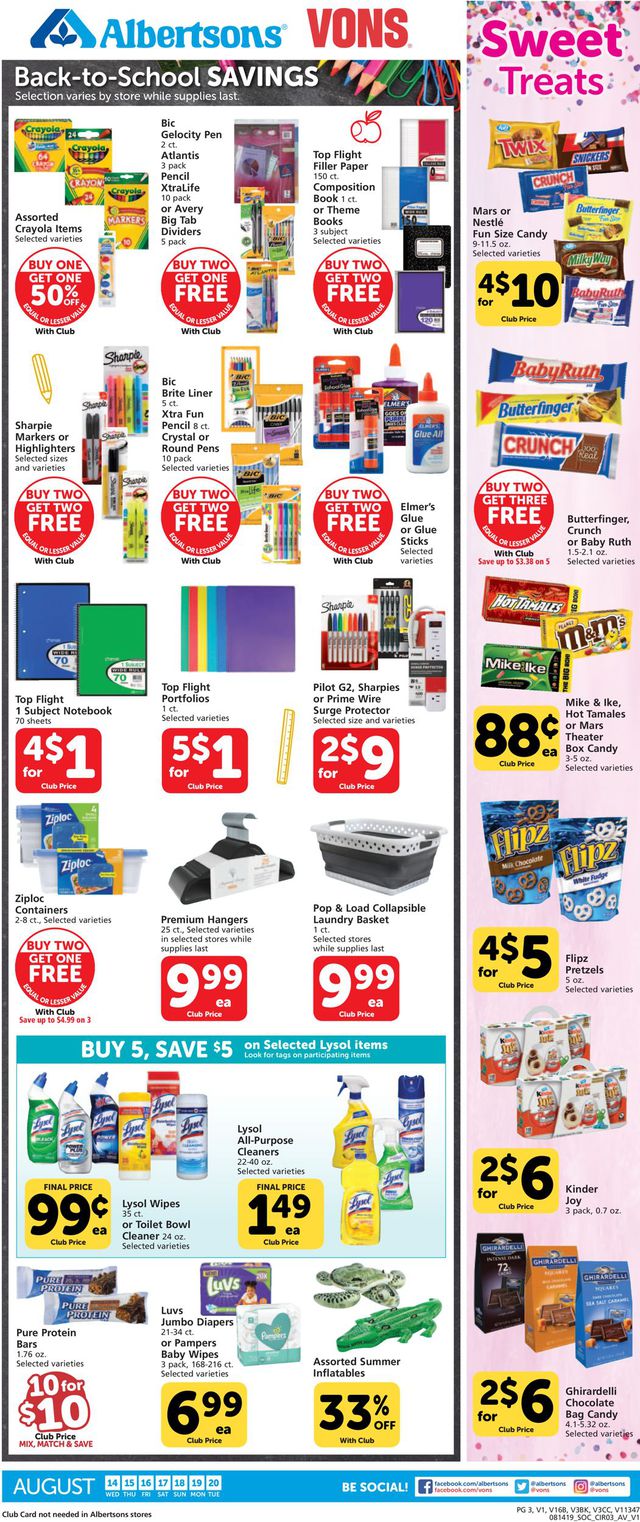 Vons Ad from 08/14/2019