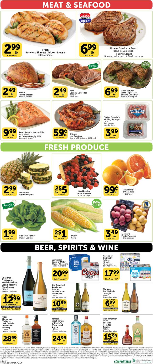 Vons Ad from 04/08/2020