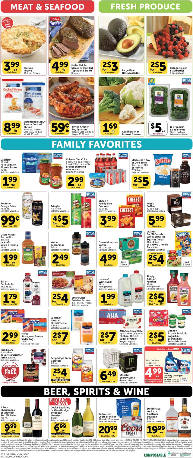 Vons Ad from 04/22/2020
