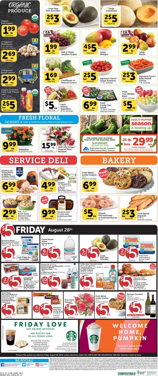 Vons Ad from 08/26/2020