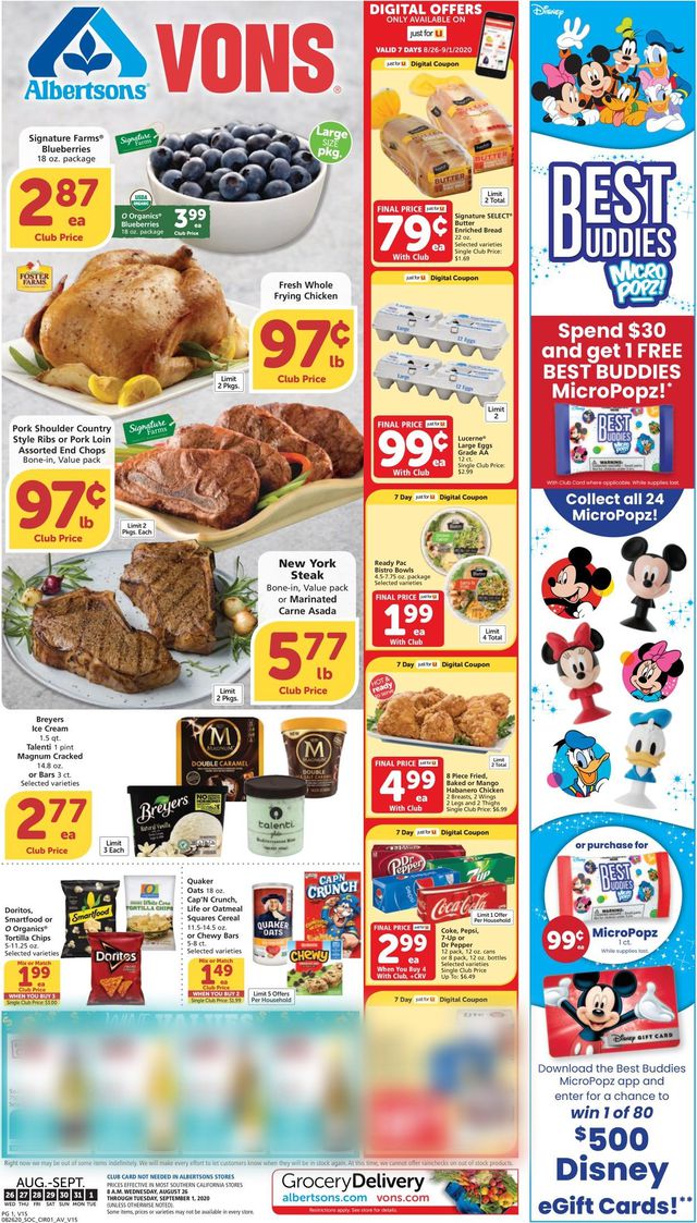 Vons Ad from 08/26/2020