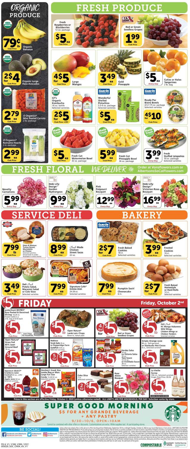Vons Ad from 09/30/2020