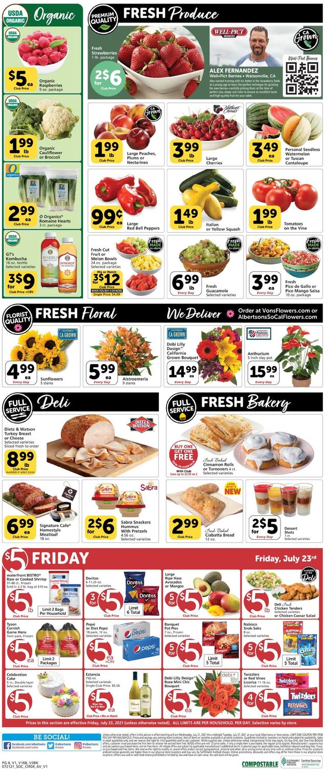 Vons Ad from 07/21/2021
