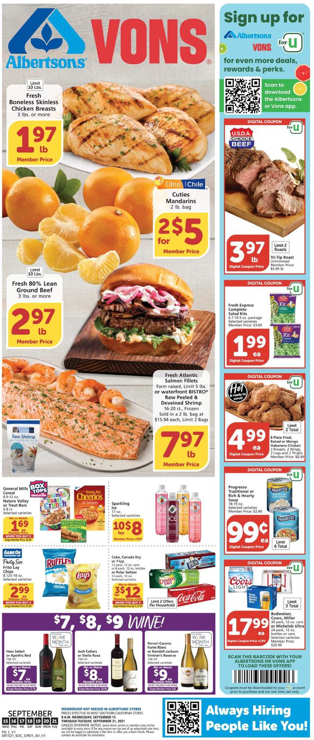 Vons Ad from 09/15/2021