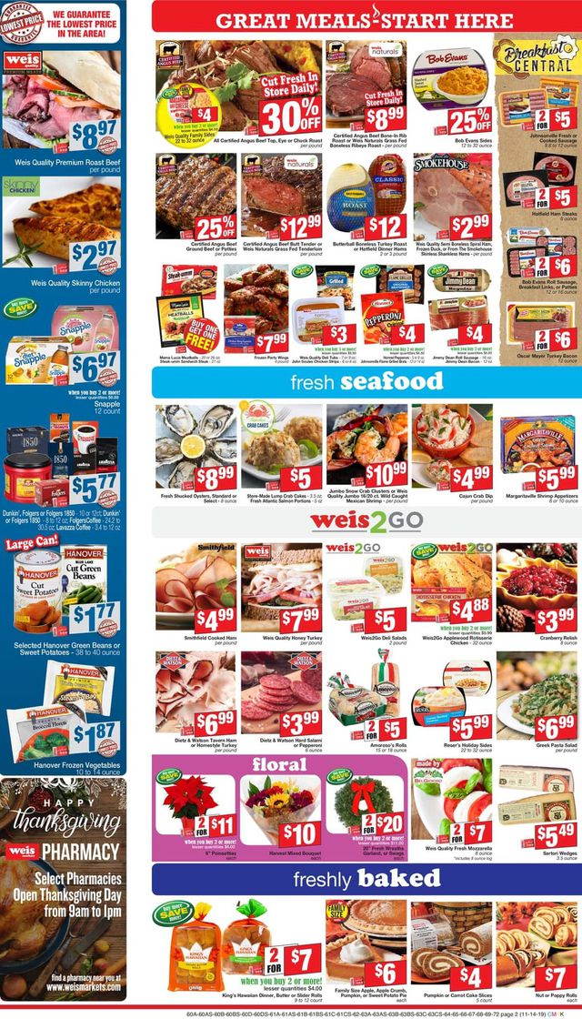 Weis Ad from 11/14/2019