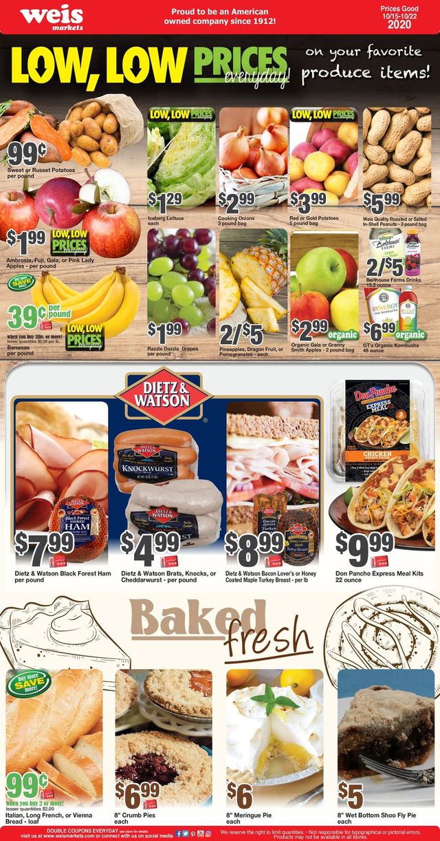 Weis Ad from 10/15/2020