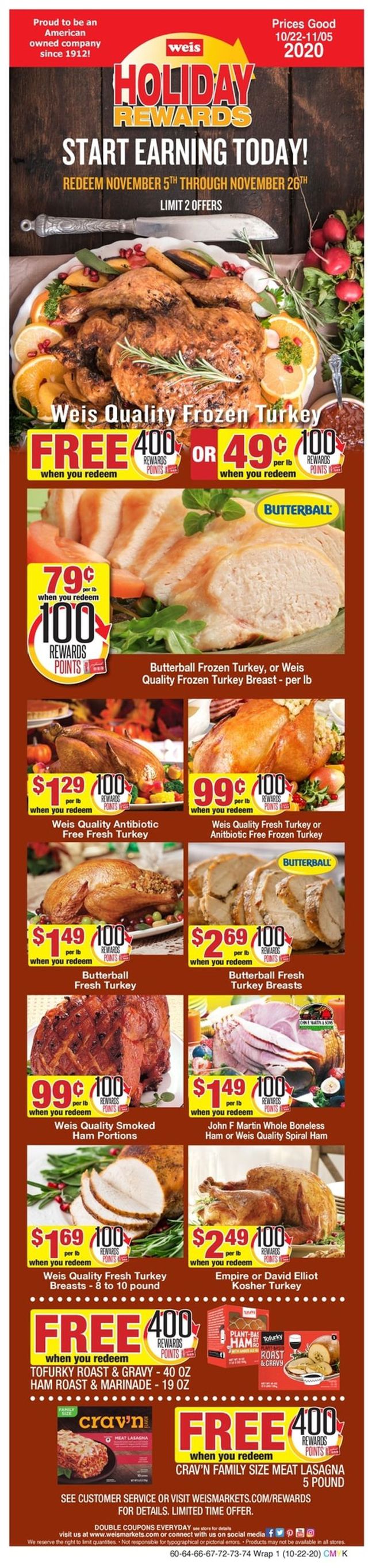 Weis Ad from 10/22/2020
