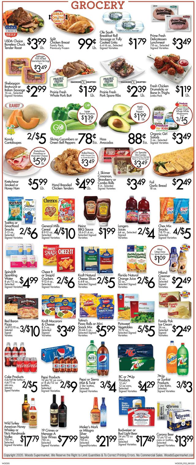 Woods Supermarket Ad from 08/12/2020