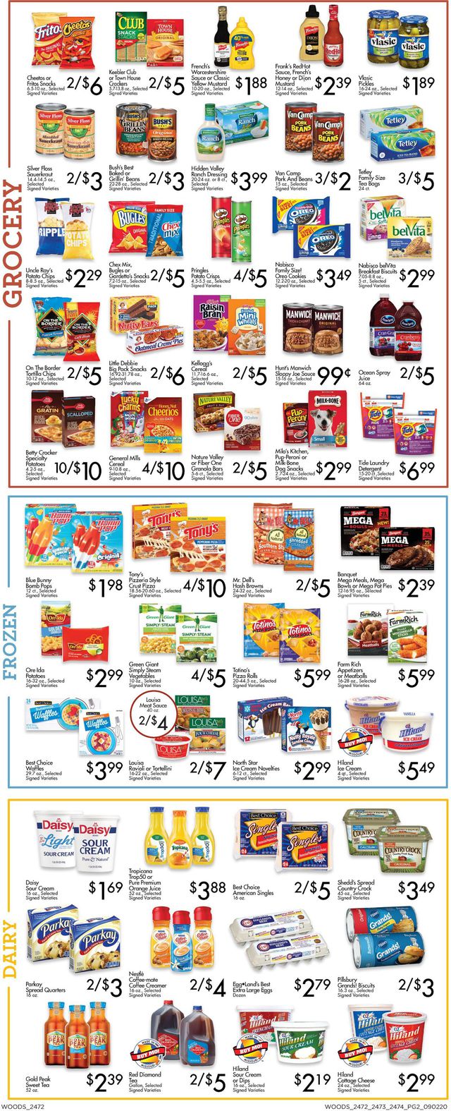 Woods Supermarket Ad from 09/02/2020