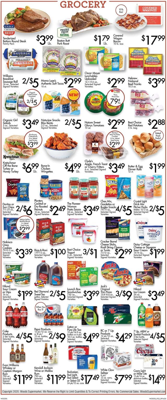 Woods Supermarket Ad from 09/16/2020