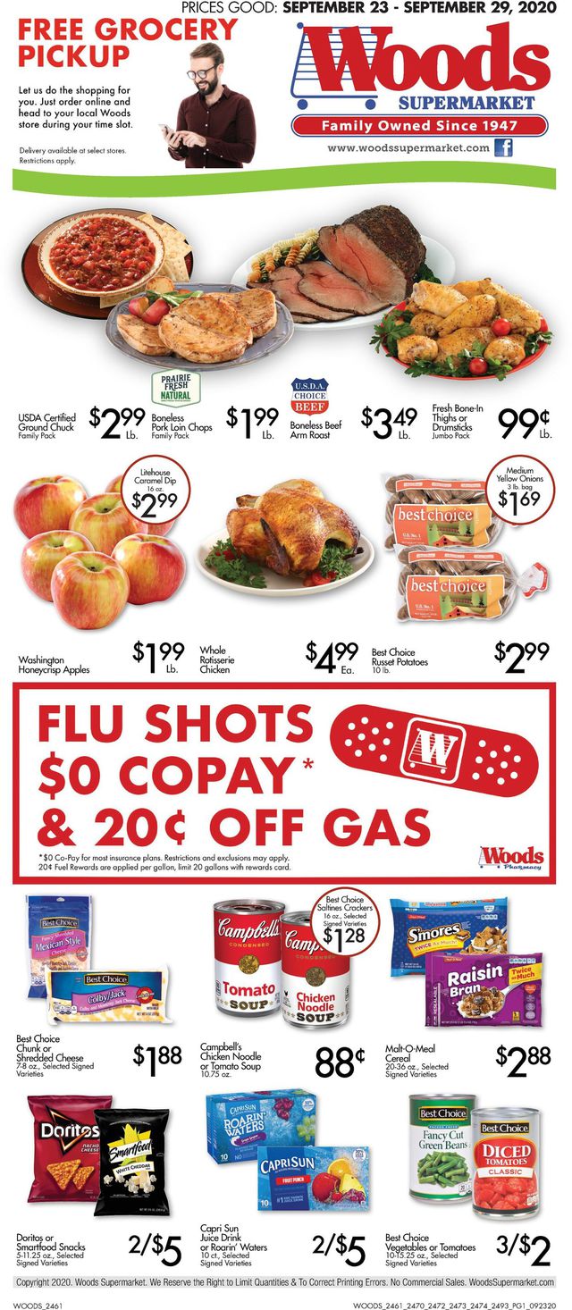Woods Supermarket Ad from 09/23/2020