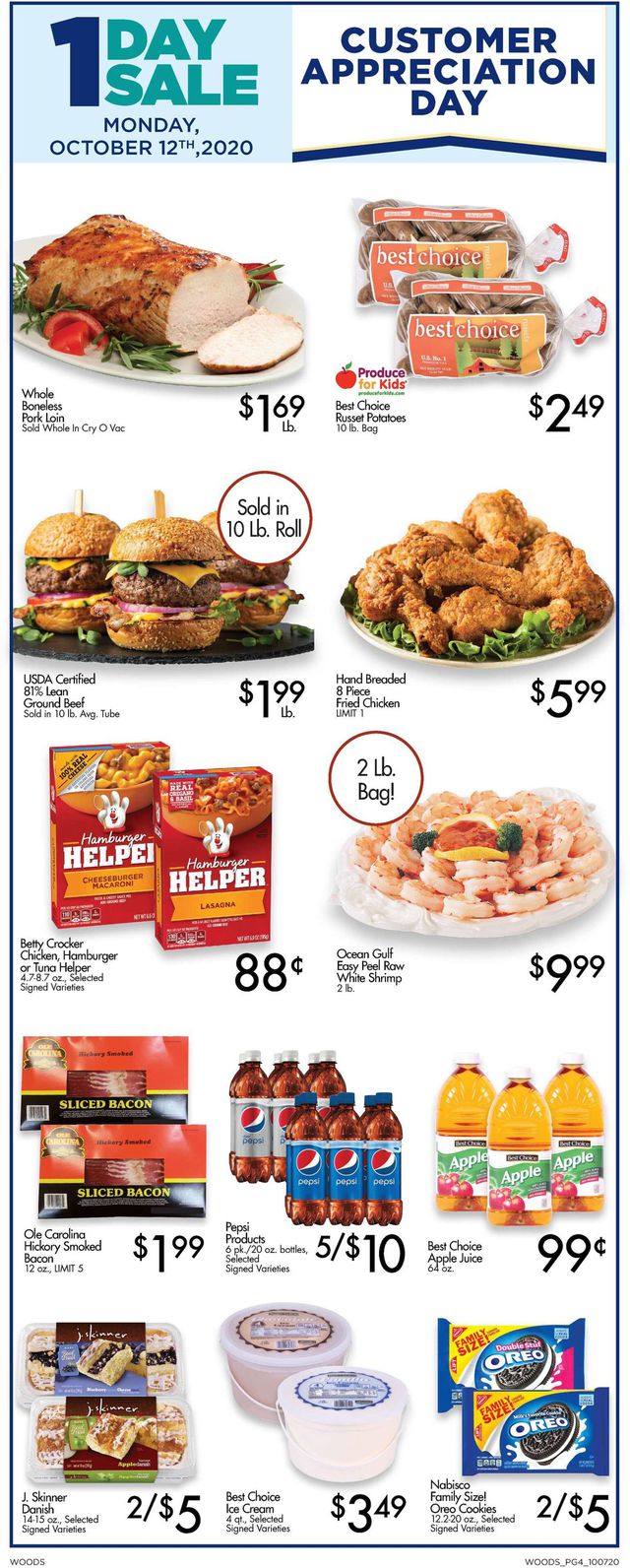 Woods Supermarket Ad from 10/07/2020
