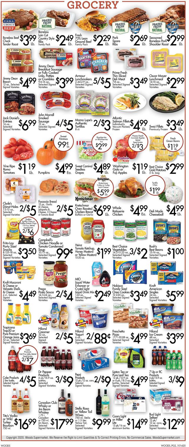Woods Supermarket Ad from 10/14/2020
